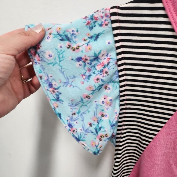 Emerald Womens BOHO Top Size 1X Pink Striped Flutter Sleeve Soft Knit Pullover - Picture 4 of 8